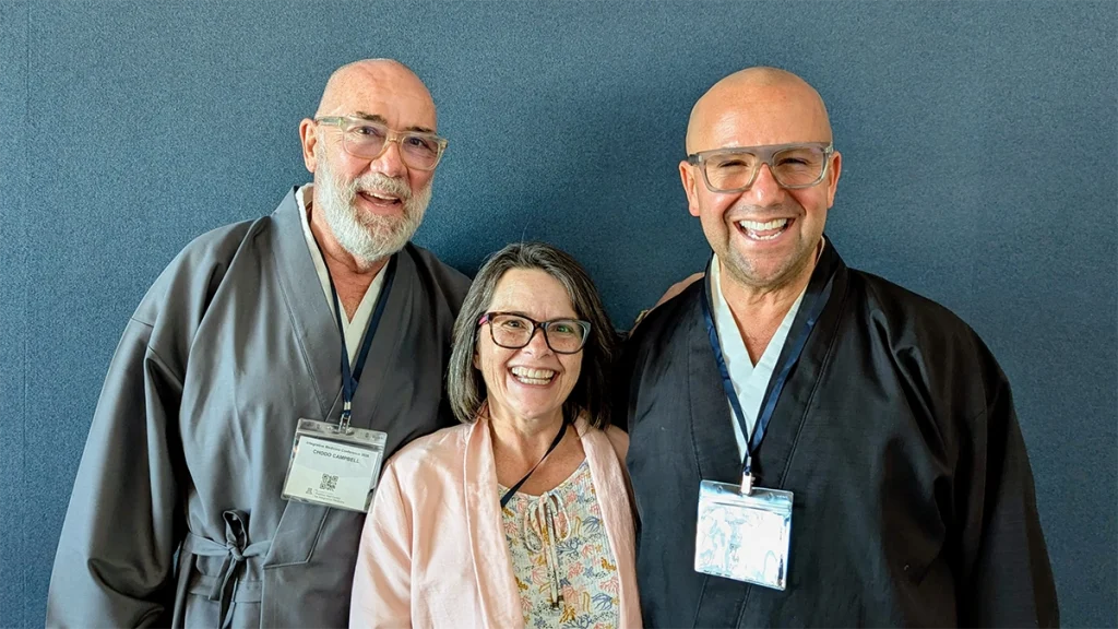 Amy Perez with Sensei Chodo Campbell and Sensei Koshin Paley Ellison at the Andrew Weil Center for Integrative Medicine