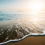 Fantastic sunset on the beach. beautiful landscape.